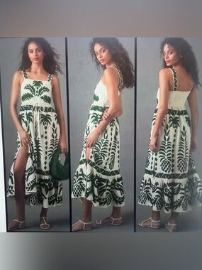 FARM Rio White Maxi Dress with Green Tropical Pineapple Print